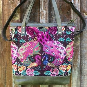 Peacock Roses Tote Bag Huipil Sirens & Starlight